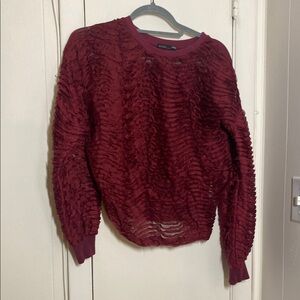 Zara Burgundy Textured Sweater